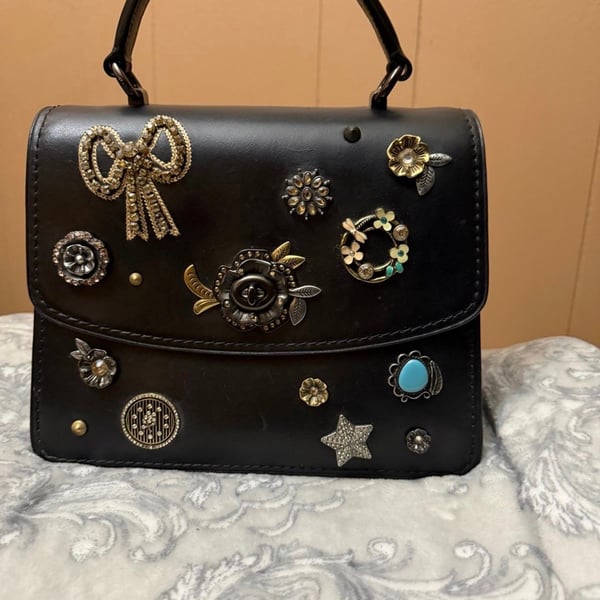 COACH Bijou Handbag Shoulder Bag Black Embellished