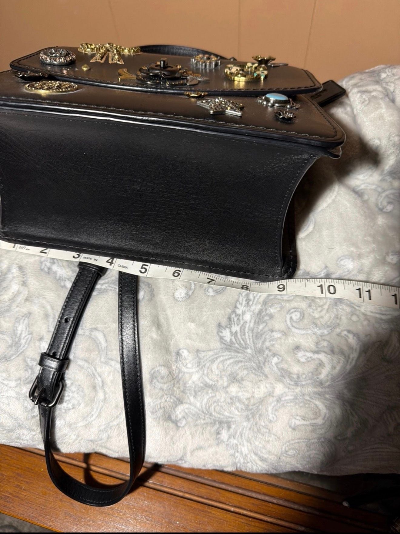 COACH Bijou Handbag Shoulder Bag Black Embellished 5