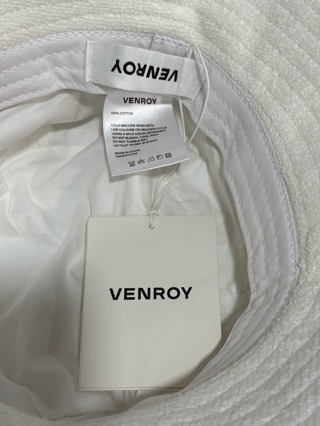 Venroy Terry Towelling Quiet Luxury Bucket Hat White Cotton (NWT) 3