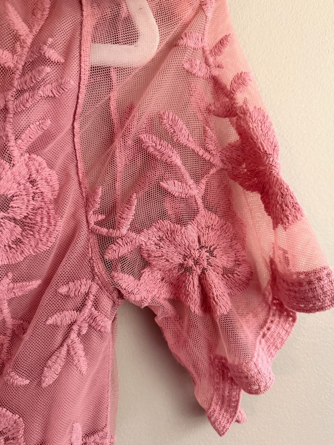 Say What? Pink Floral Embroidered Lace Romper Size M 7