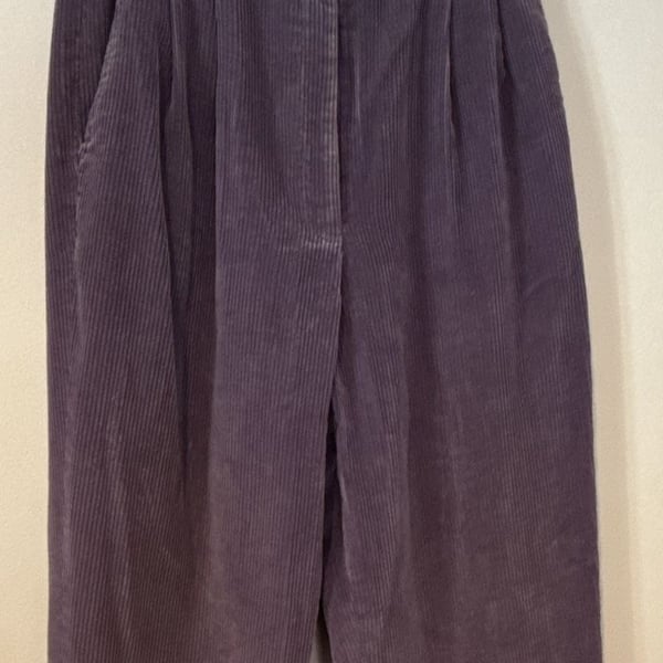 David Brooks Ltd Pants Size 6 Purple Corduroy Pleated Vintage Trousers