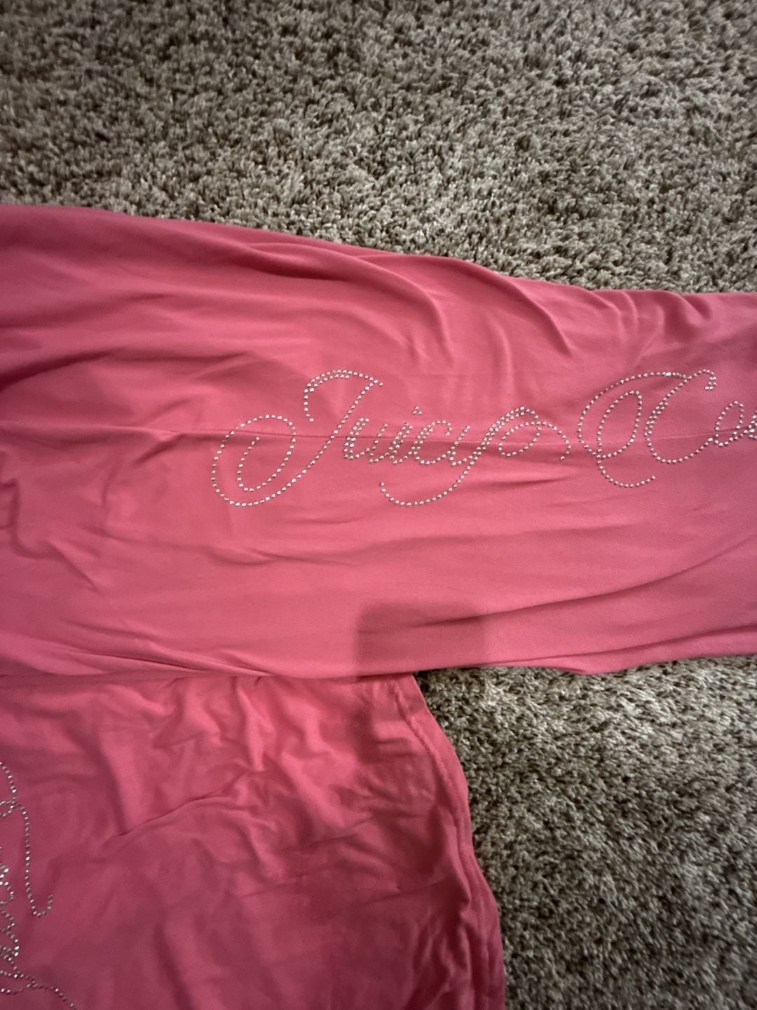 Juicy Couture Pajama Set Size M Pink Rhinestone Short Sleeve Pants 6