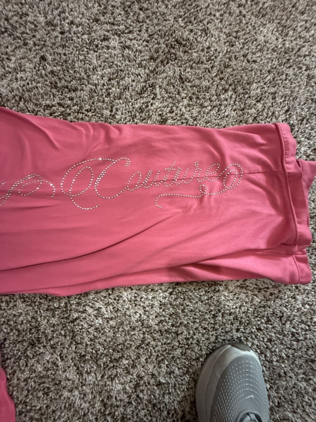 Juicy Couture Pajama Set Size M Pink Rhinestone Short Sleeve Pants 7