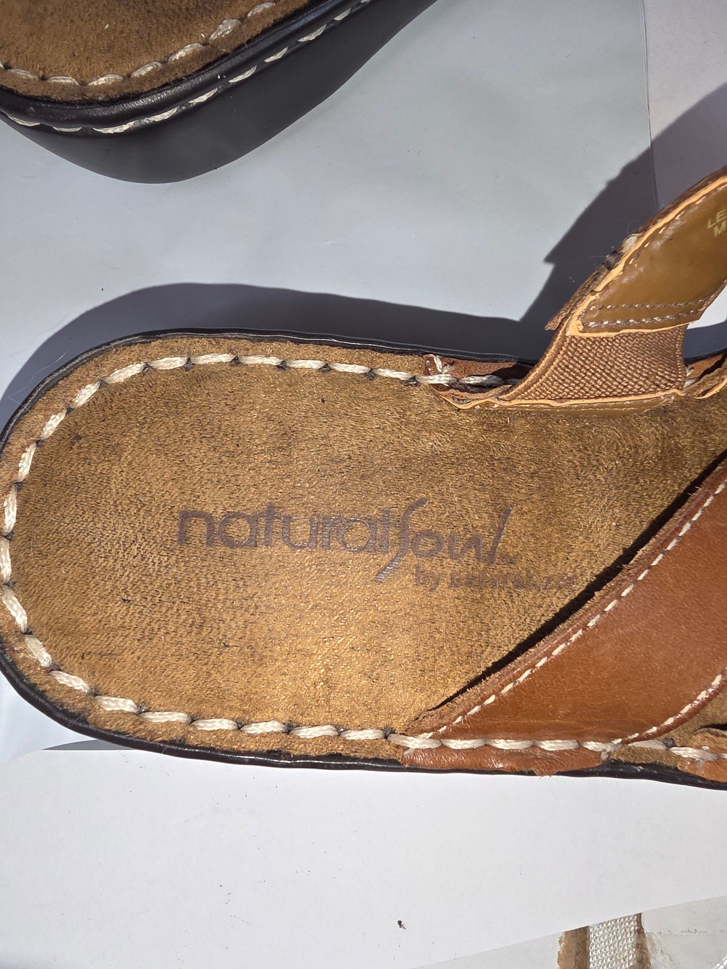 Natural Soul Sandals Brown Leather Multi Strap Slip On 3