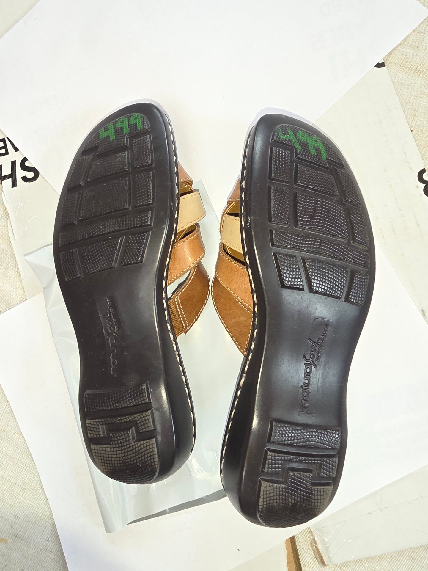 Natural Soul Sandals Brown Leather Multi Strap Slip On 5