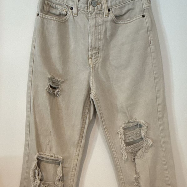 BDG Cowboy Jeans Size 27 Sand Ripped Denim