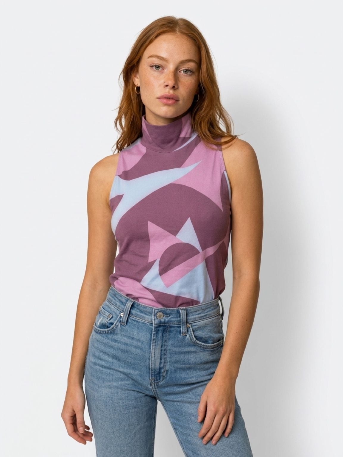 Victoria's Secret Mock Neck Geometric Print Tank Top L 2