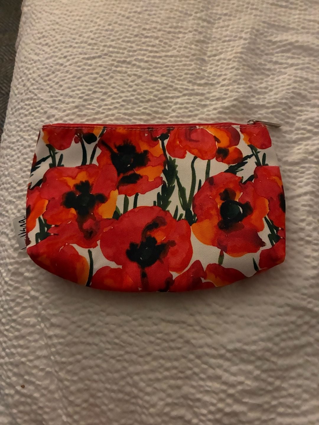 Clinique Poppy Floral Cosmetic Bag Red White Ladybug Lining 2