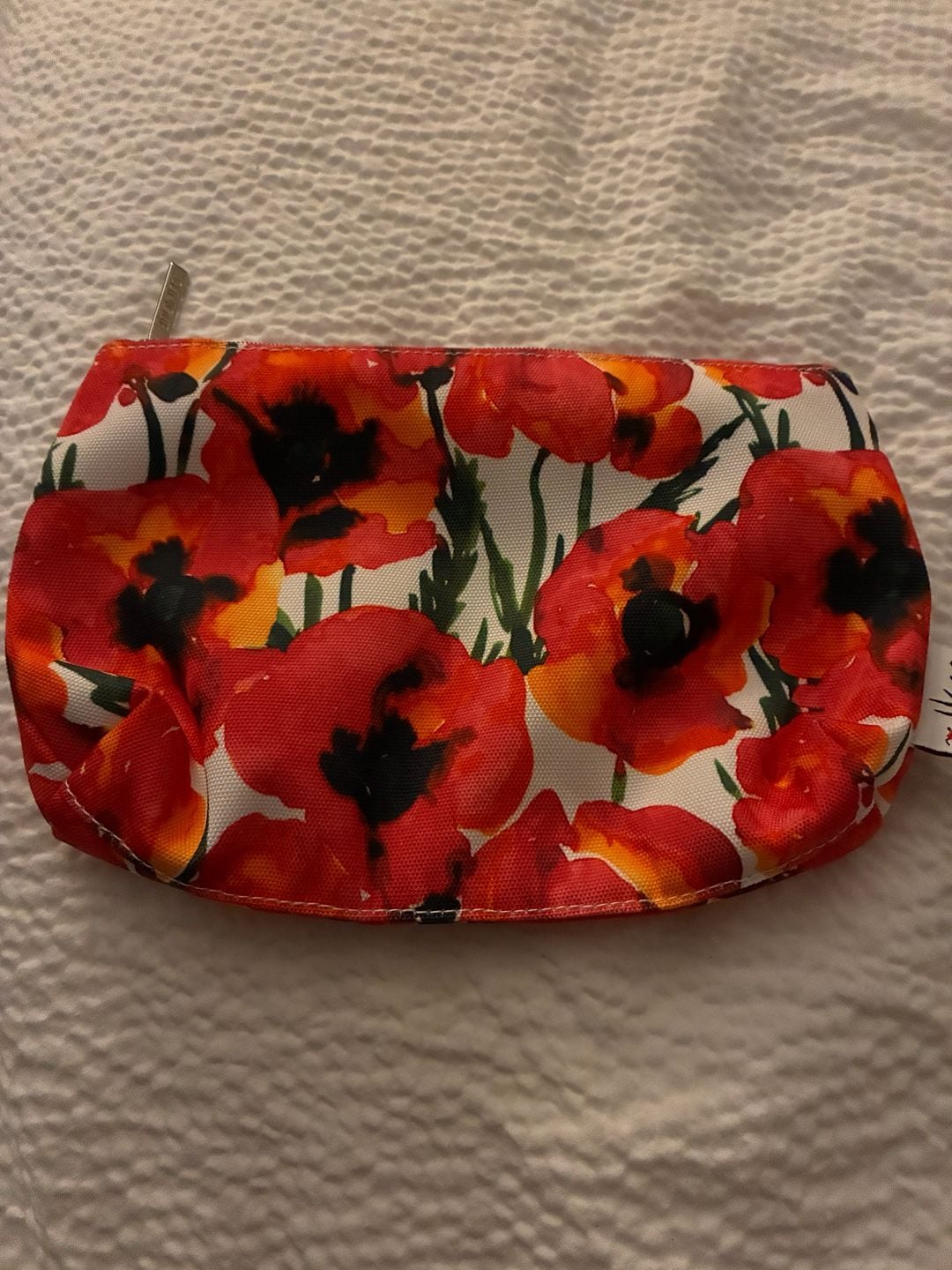 Clinique Poppy Floral Cosmetic Bag Red White Ladybug Lining 3
