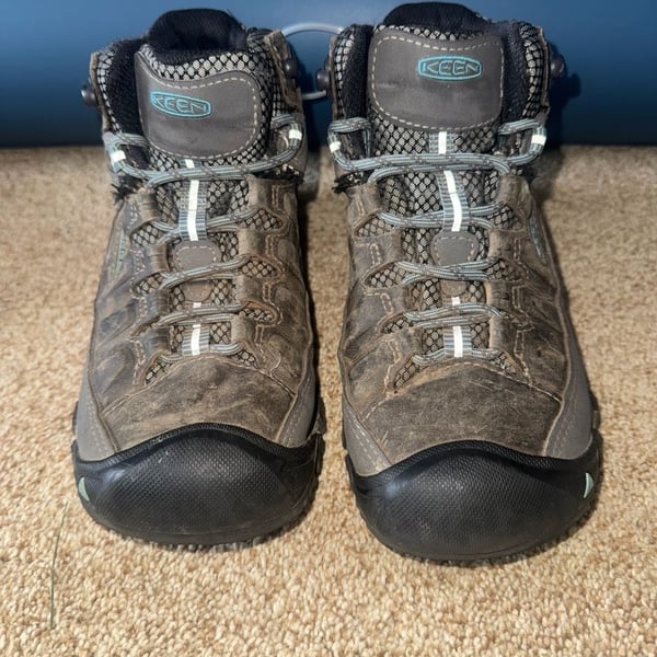 Keen Targhee III Mid Waterproof Hiking Boots Size 6.5 Magnet/Atlantic Blue