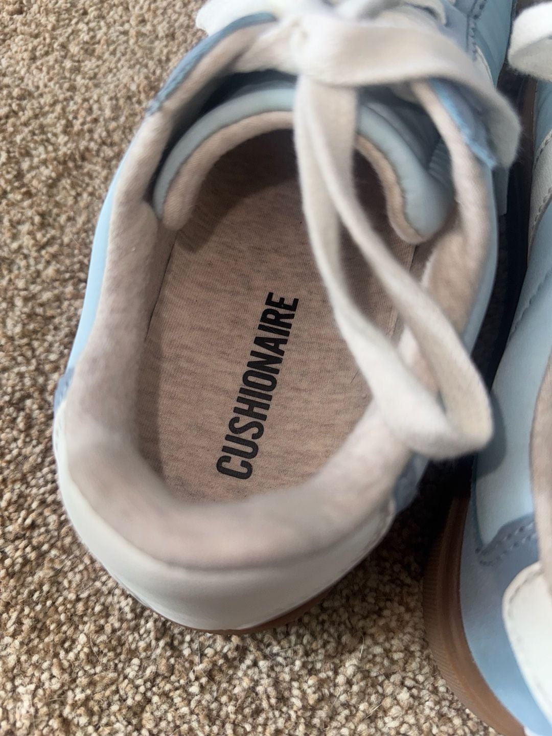 Cushionaire Balance Lace Up Sneaker Light Blue Gum Sole 5