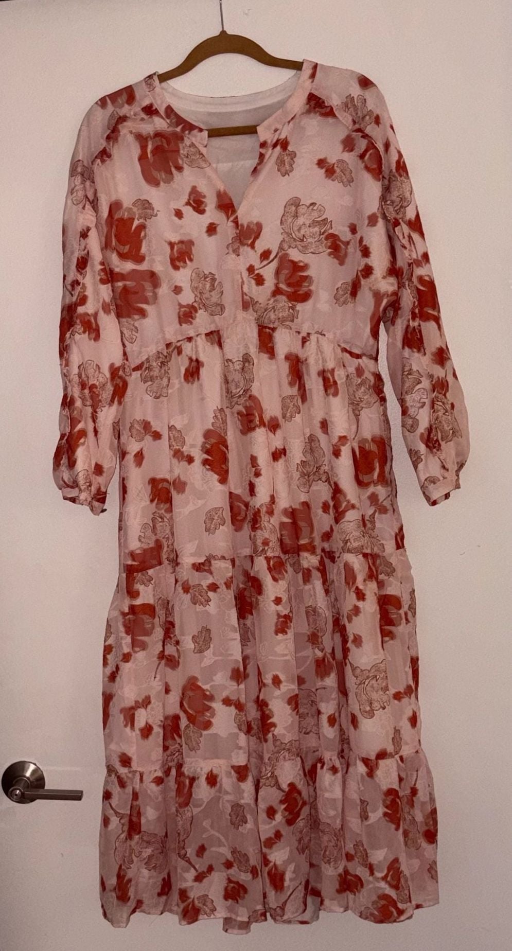 Pink Floral Tiered Maxi Dress 2