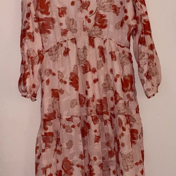 Pink Floral Tiered Maxi Dress