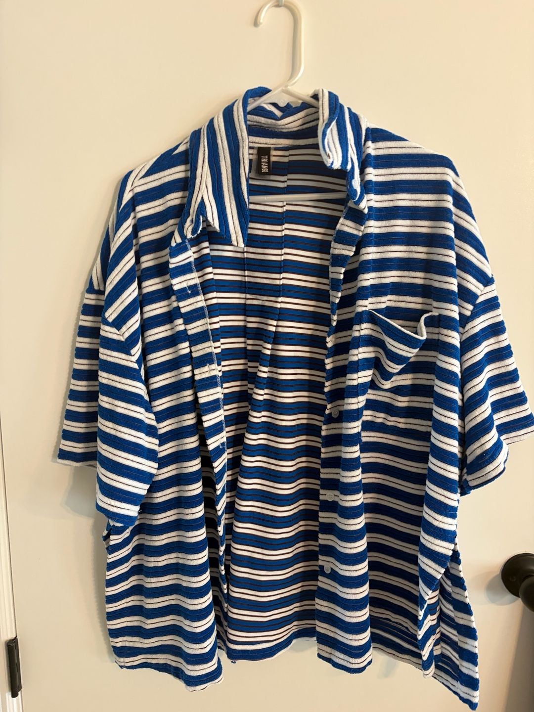 TRIANGL Striped Button Up Short Sleeve Shirt 2