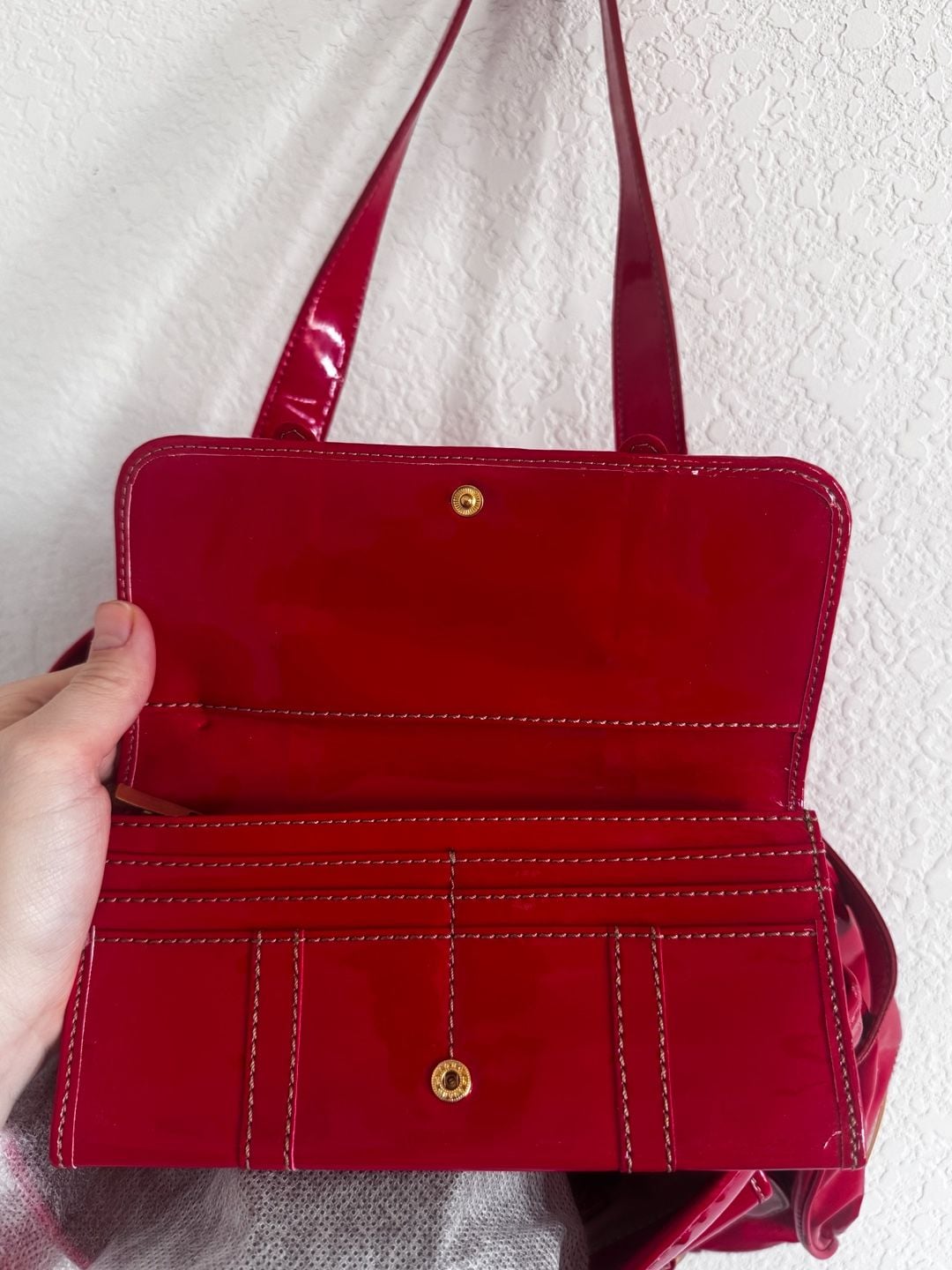 Red Patent Cargo Pocket Shoulder Bag + Matching Wallet | Maxx New York 7