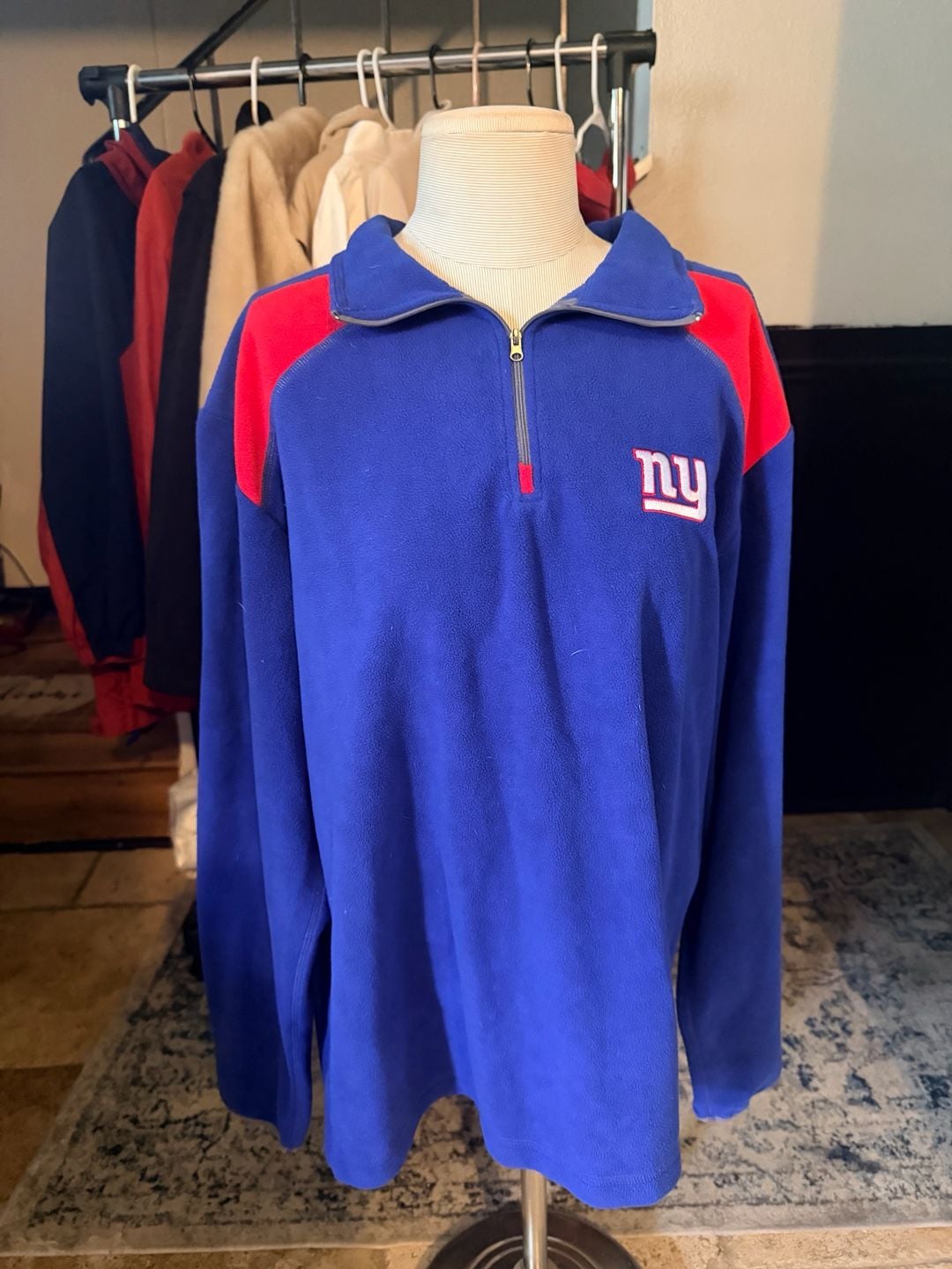 NFL Team Apparel New York Giants 1/4 Zip Fleece Size Large Blue 2