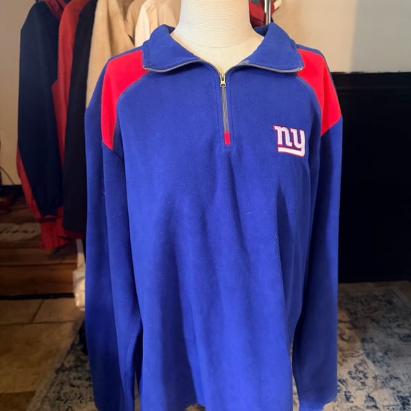 NFL Team Apparel New York Giants 1/4 Zip Fleece Size Large Blue