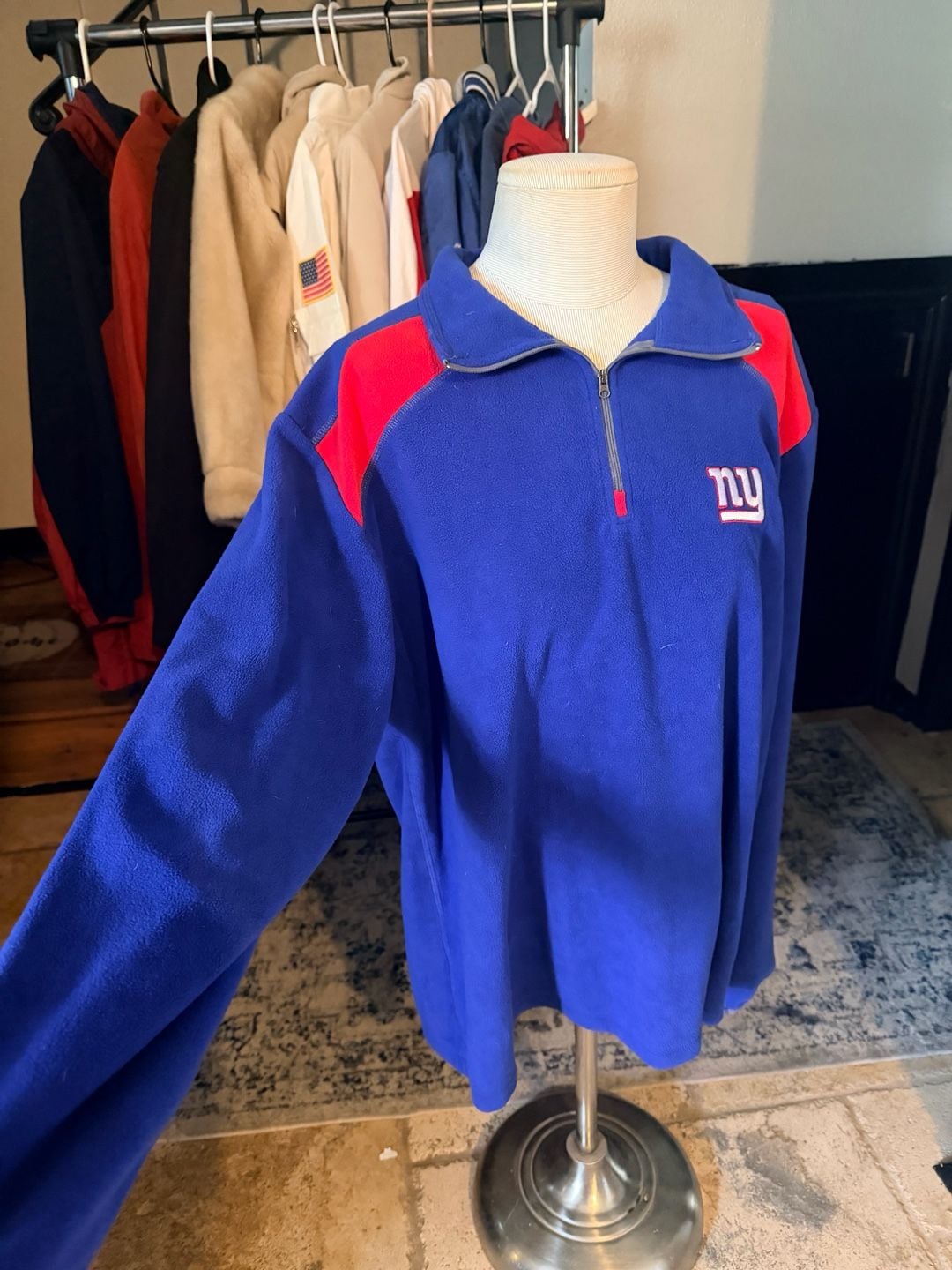 NFL Team Apparel New York Giants 1/4 Zip Fleece Size Large Blue 3