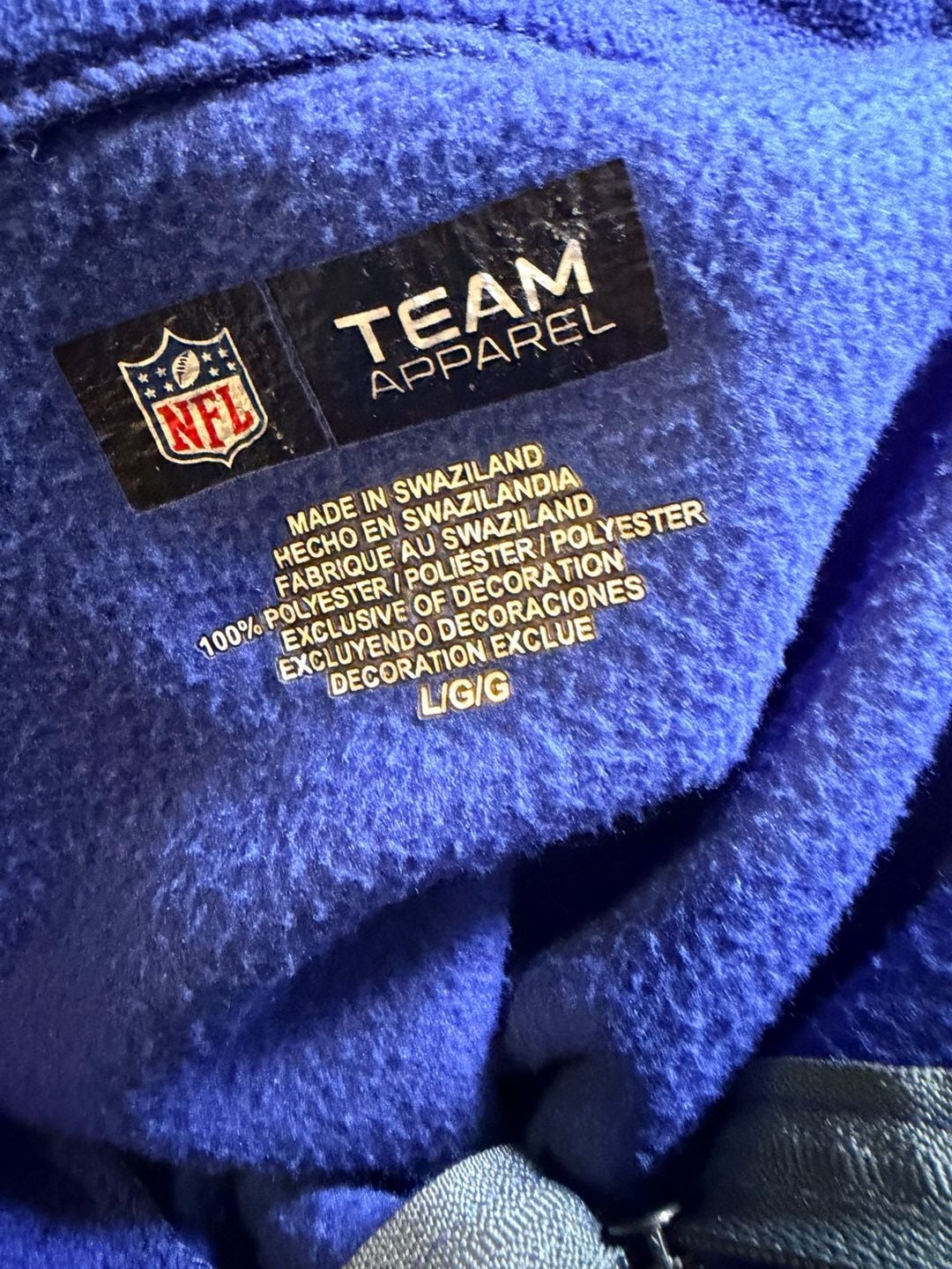 NFL Team Apparel New York Giants 1/4 Zip Fleece Size Large Blue 4