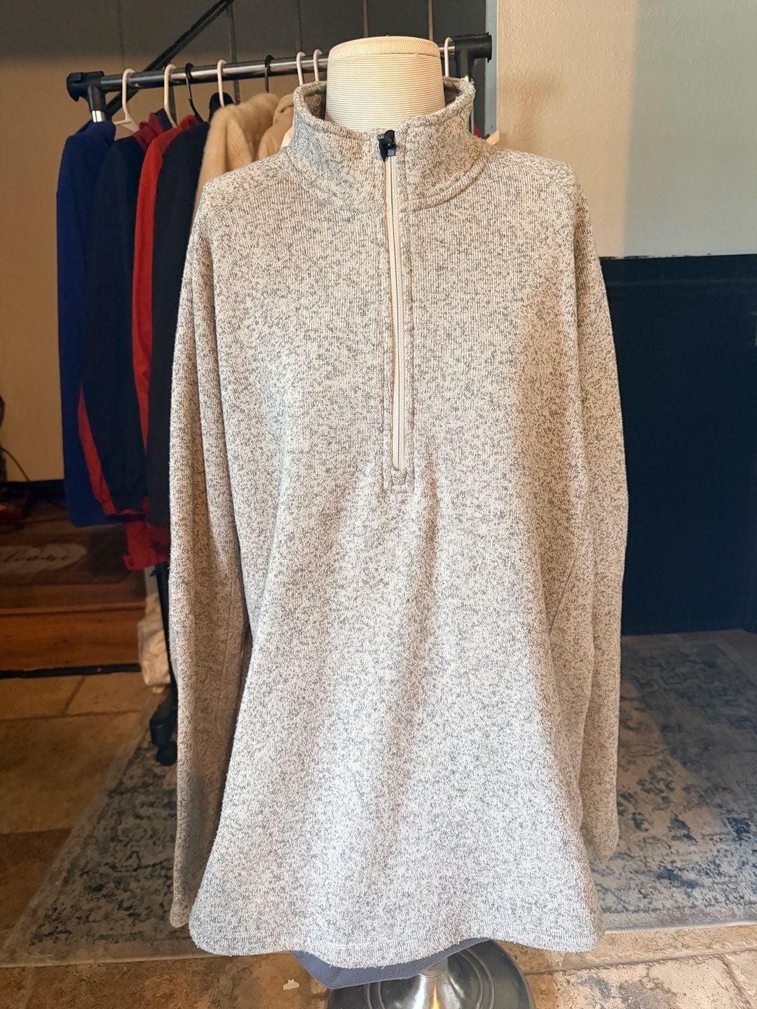 Cabela's 1/2 Zip Pullover Size 2XL/2TG Gray Marled Fleece Sweater Jacket 3