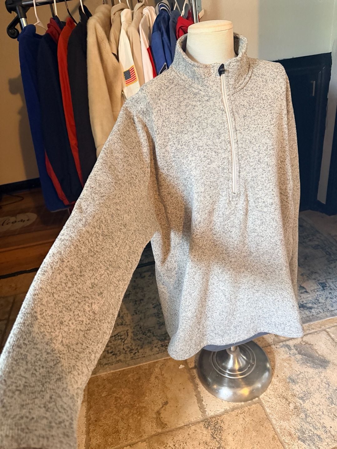Cabela's 1/2 Zip Pullover Size 2XL/2TG Gray Marled Fleece Sweater Jacket 4