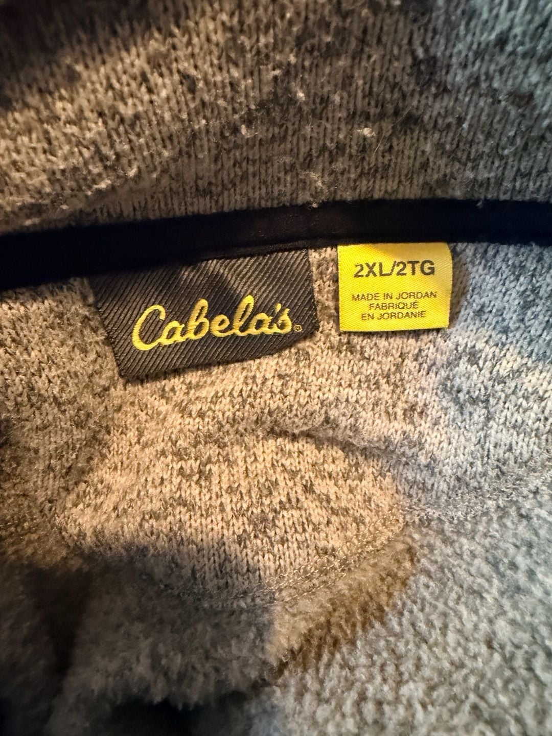 Cabela's 1/2 Zip Pullover Size 2XL/2TG Gray Marled Fleece Sweater Jacket 7