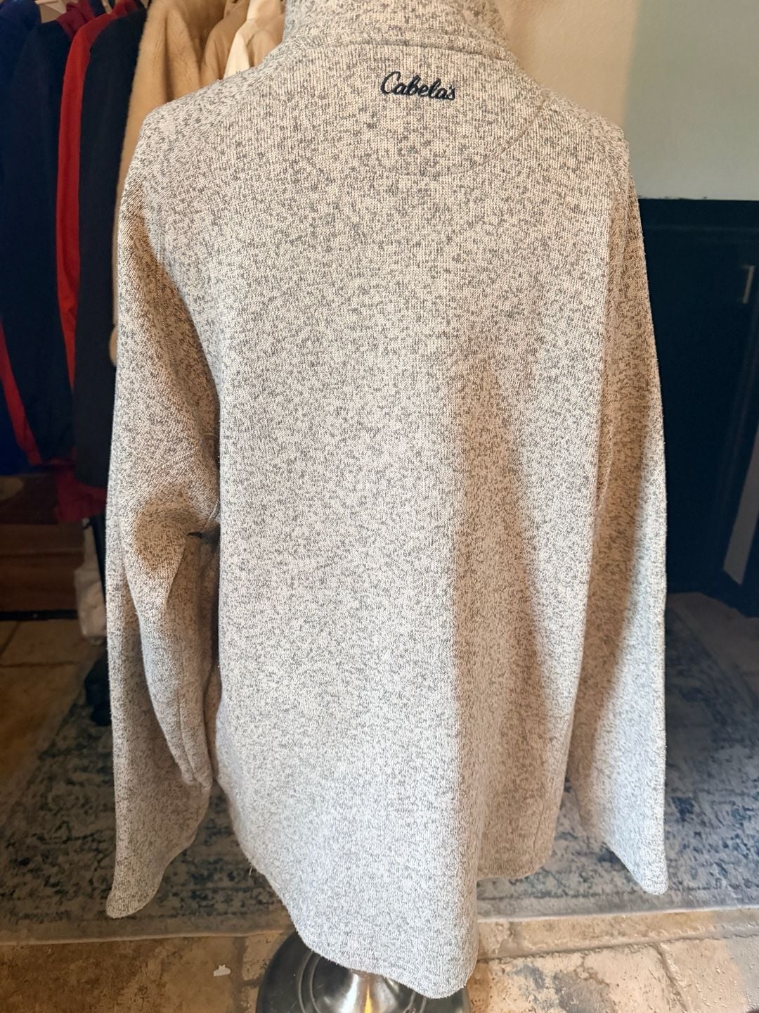 Cabela's 1/2 Zip Pullover Size 2XL/2TG Gray Marled Fleece Sweater Jacket 8