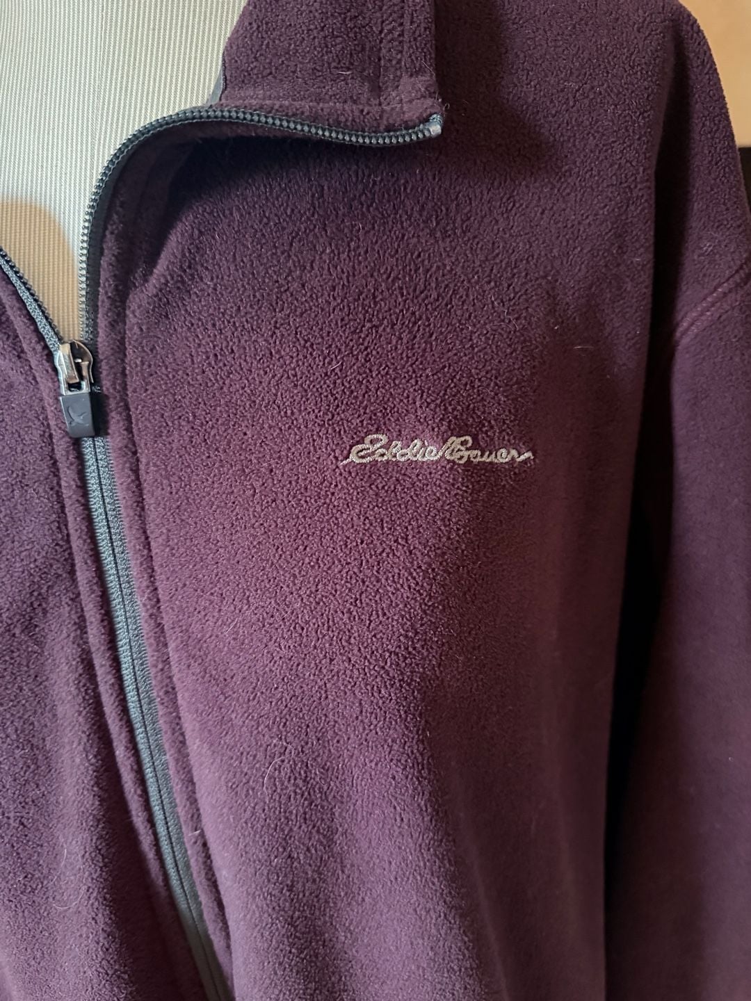 Eddie Bauer Fleece Jacket Burgundy Full Zip size XL 1
