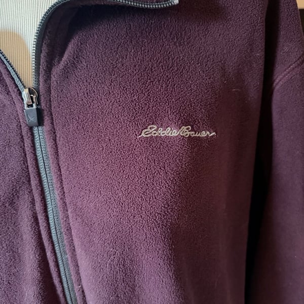 Eddie Bauer Fleece Jacket Burgundy Full Zip size XL