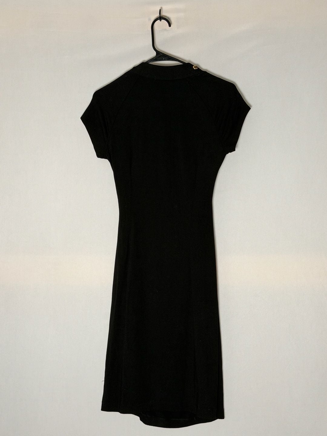 Carmen Marc Valvo Faux Leather Trim Dress Size M Black 5