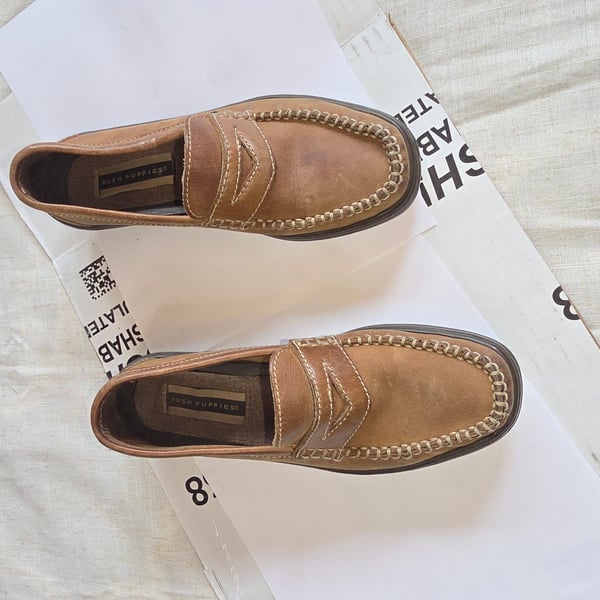 Hush Puppies Brown Leather Penny Loafers Size 6.5M