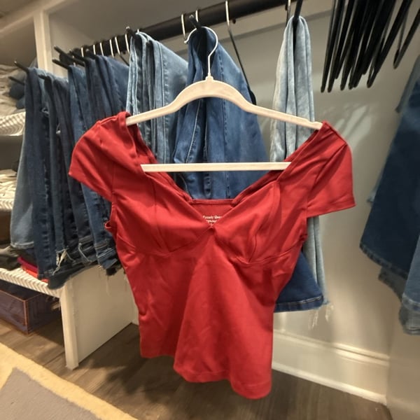 Trendy Queen Sweetheart Cap Sleeve Top Size XS Red