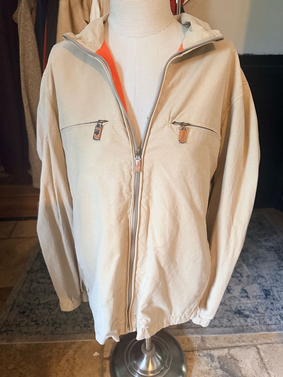 Michael Michael Kors Jacket Size M Beige Orange Full Zip Windbreaker 2