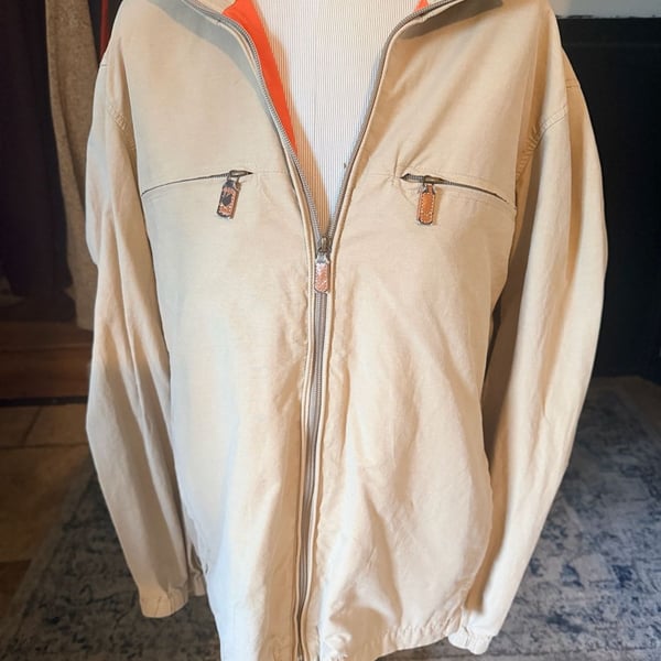 Michael Michael Kors Jacket Size M Beige Orange Full Zip Windbreaker