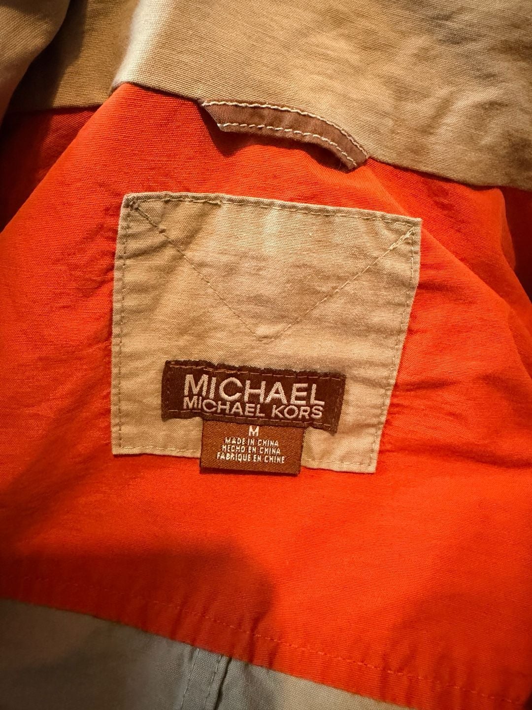 Michael Michael Kors Jacket Size M Beige Orange Full Zip Windbreaker 3