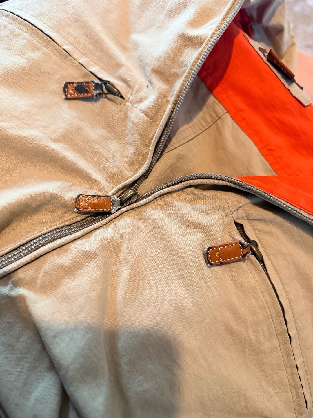 Michael Michael Kors Jacket Size M Beige Orange Full Zip Windbreaker 4