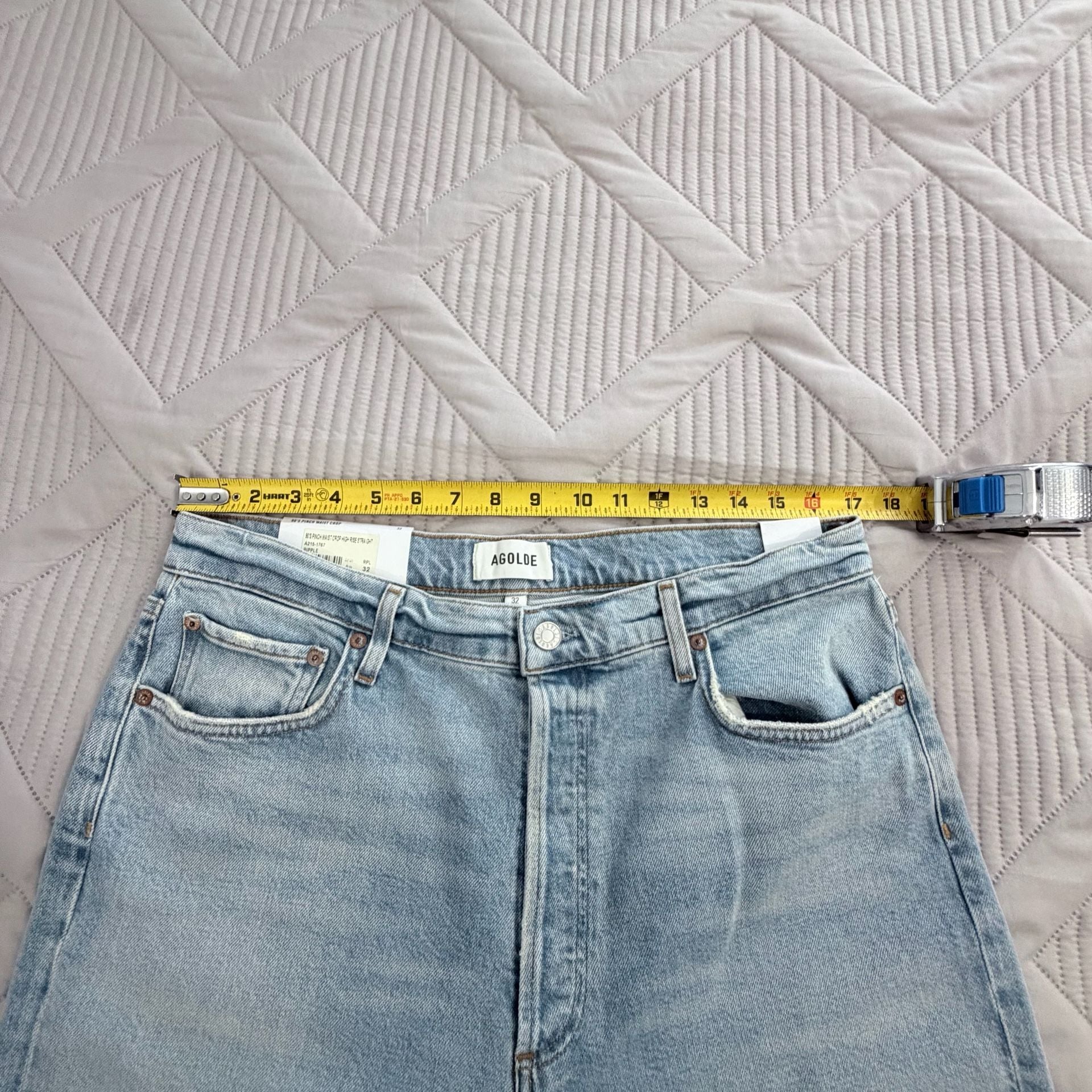 Agolde 90'S PINCH WAIST CROP in ripple NWT Sz 32 12