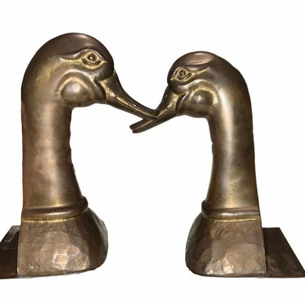 Sarreid Ltd Vintage Solid Brass Duck Head Bookends Model 2082 Made in Spain