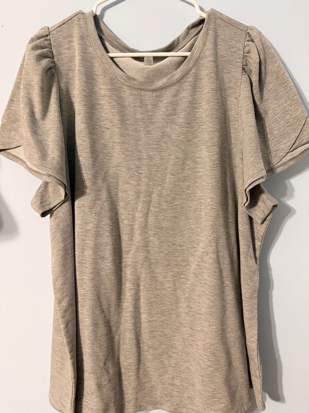 Cable & Gauge Studio Ruffle Short Sleeve Top Size 2X Gray 2