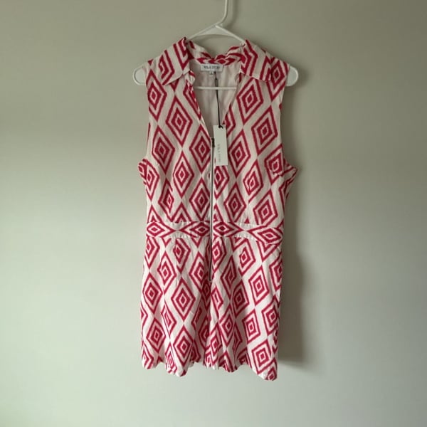 Willa Story Layla Romper Size L Pink White Geometric