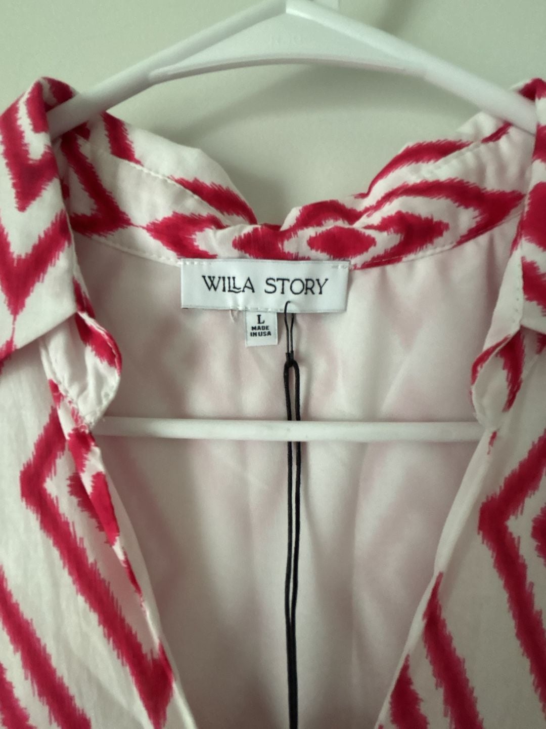 Willa Story Layla Romper Size L Pink White Geometric 4