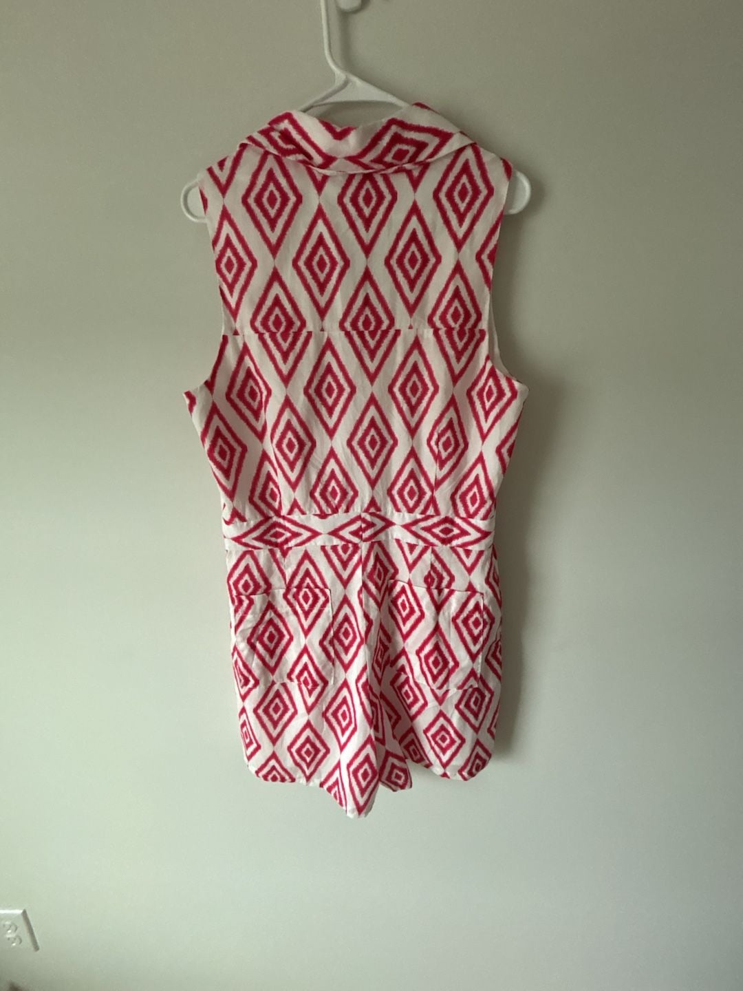 Willa Story Layla Romper Size L Pink White Geometric 6