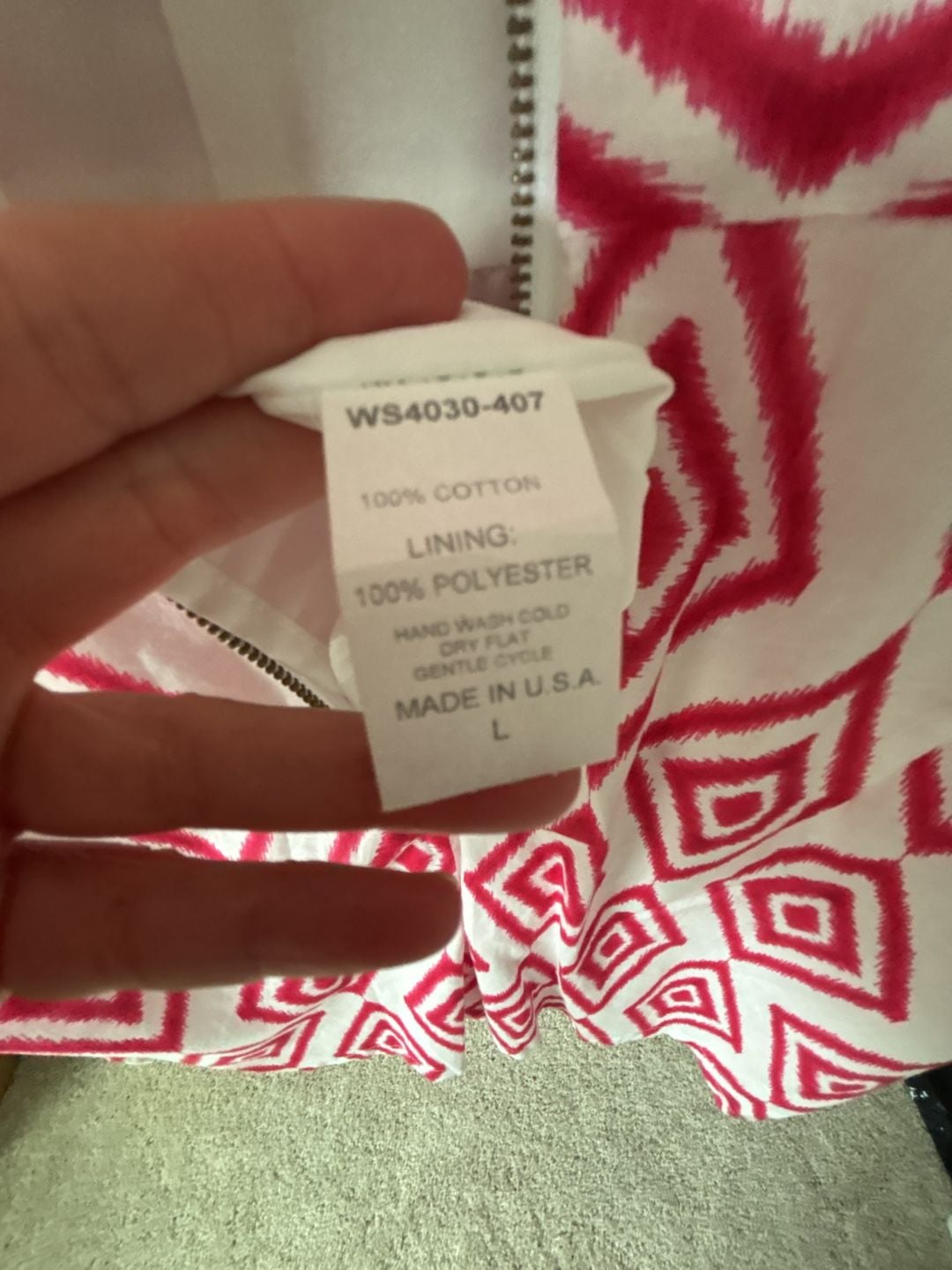 Willa Story Layla Romper Size L Pink White Geometric 8