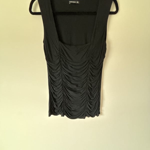Amélie Boutik Tank Top Size USA L Black Ruched Square Neck