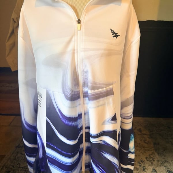 Paper Planes Full Zip Track Jacket Size 2XL White Purple Wave Gradient