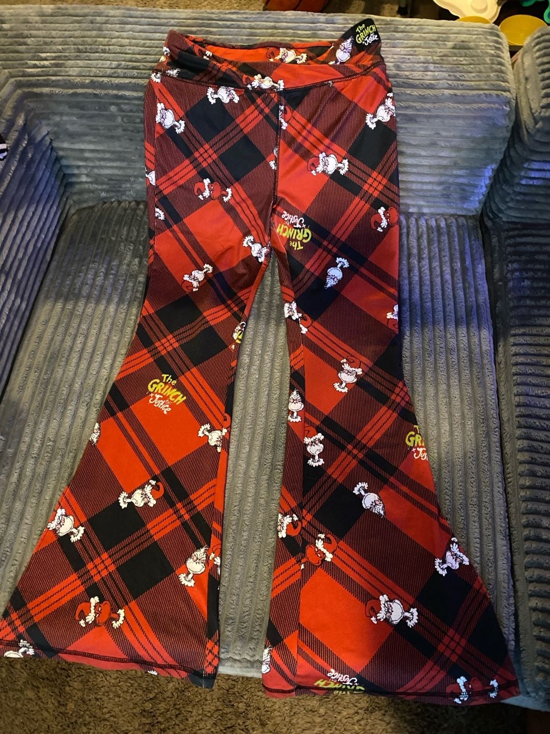 Justice The Grinch Flared Pants Red Plaid Holiday 2