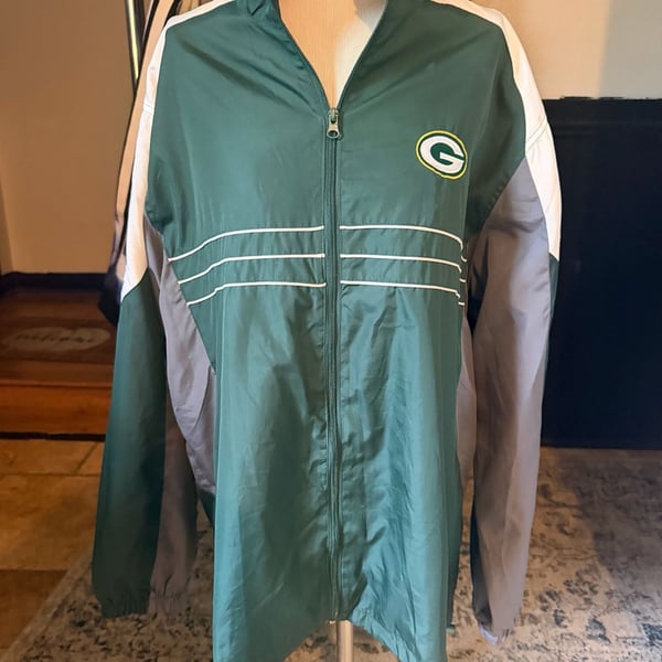 Reebok Green Bay Packers Windbreaker Jacket XL Green White SI Sports Illustrated