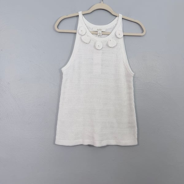NWT Lilly Pulitzer Emra Knit Sweater Tank Resort White Size M 3D Floral Halter