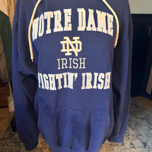 Colosseum Notre Dame Fighting Irish Hoodie Size L Navy Blue Embroidered
