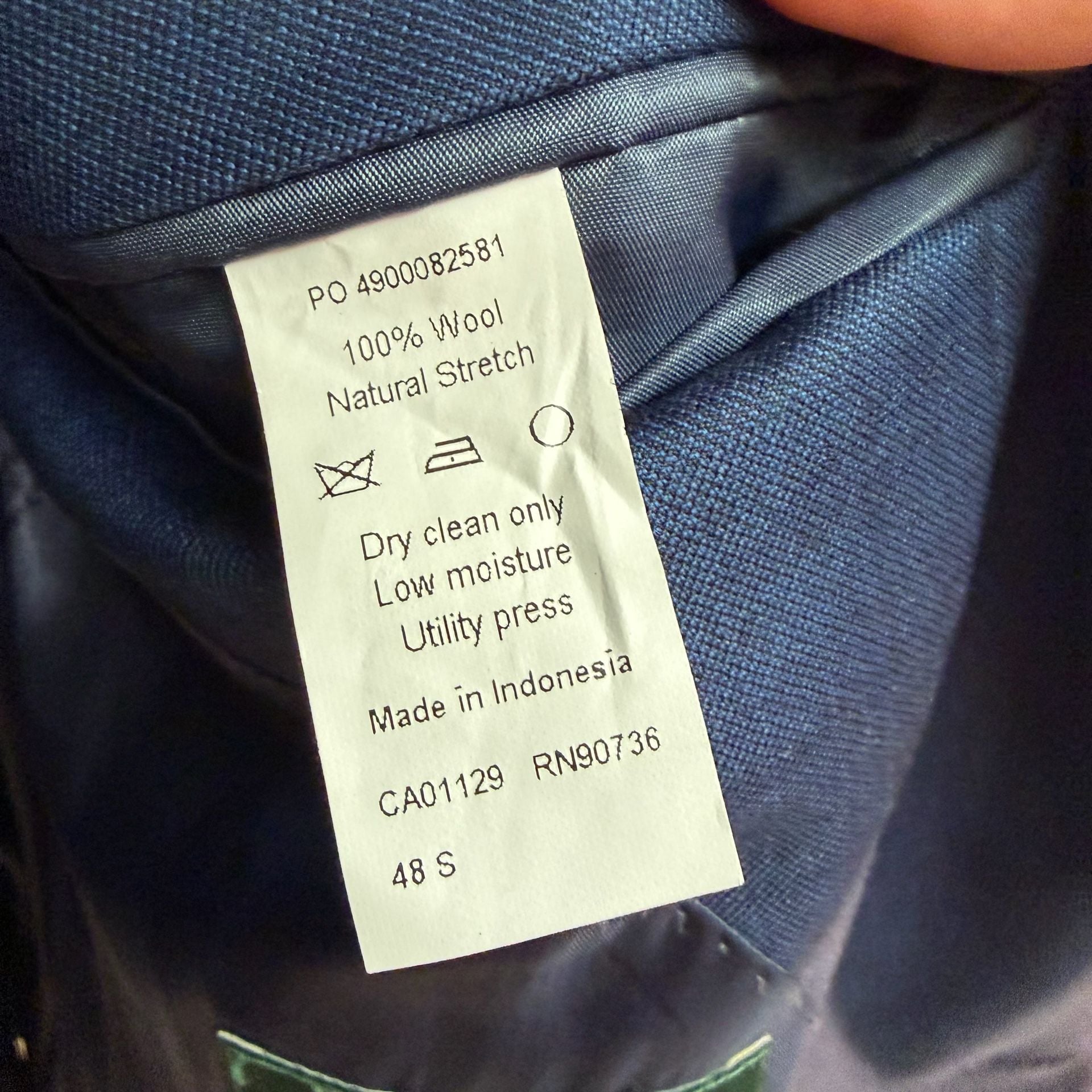 Lauren Ralph Lauren Suit Jacket Size 48S Blue Wool Stretch 6